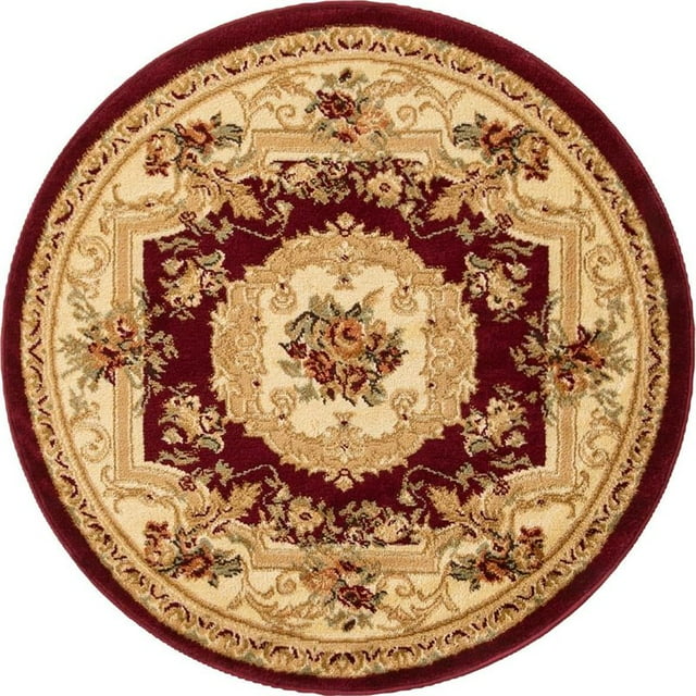 Unique Loom Versailles Medallion Motif Rug 3' 3 x 3' 3 Round Burgundy/Ivory