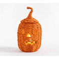 thumbnail image 3 of THOPBPRK Halloween Seagrass & Metal Pumpkin Basket - 12" Handcrafted Woven Jack O' Lantern with Witch Hat Lid, Spooky Halloween Woven Pumpkin Lamp for Home Decor, Fall & Festive Parties, 3 of 7