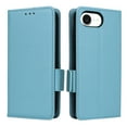 thumbnail image 6 of for iPhone 16e Case, Classic Design PU Leather Wallet Magnetic Closure Flip Case with Kickstand Card Holder Slot Shockproof Protective Cover for iPhone 16e - Cyanblue, 6 of 6