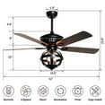 thumbnail image 5 of Parrot Uncle 52 Inch Farmhouse Black Ceiling Fan with Lights and Remote Control Chandelier Fans, 5 of 11