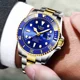 thumbnail image 2 of Reloj pulsera Lige LG10045 con correa de acero inoxidable color plateado/dorado - fondo azul - bisel azul/dorado, 2 of 8