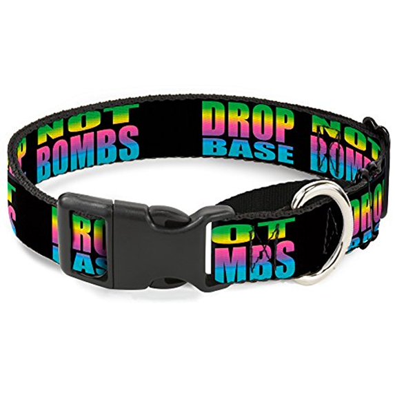 buckle-down drop bass not bombs black rainbow martingale dog collar
