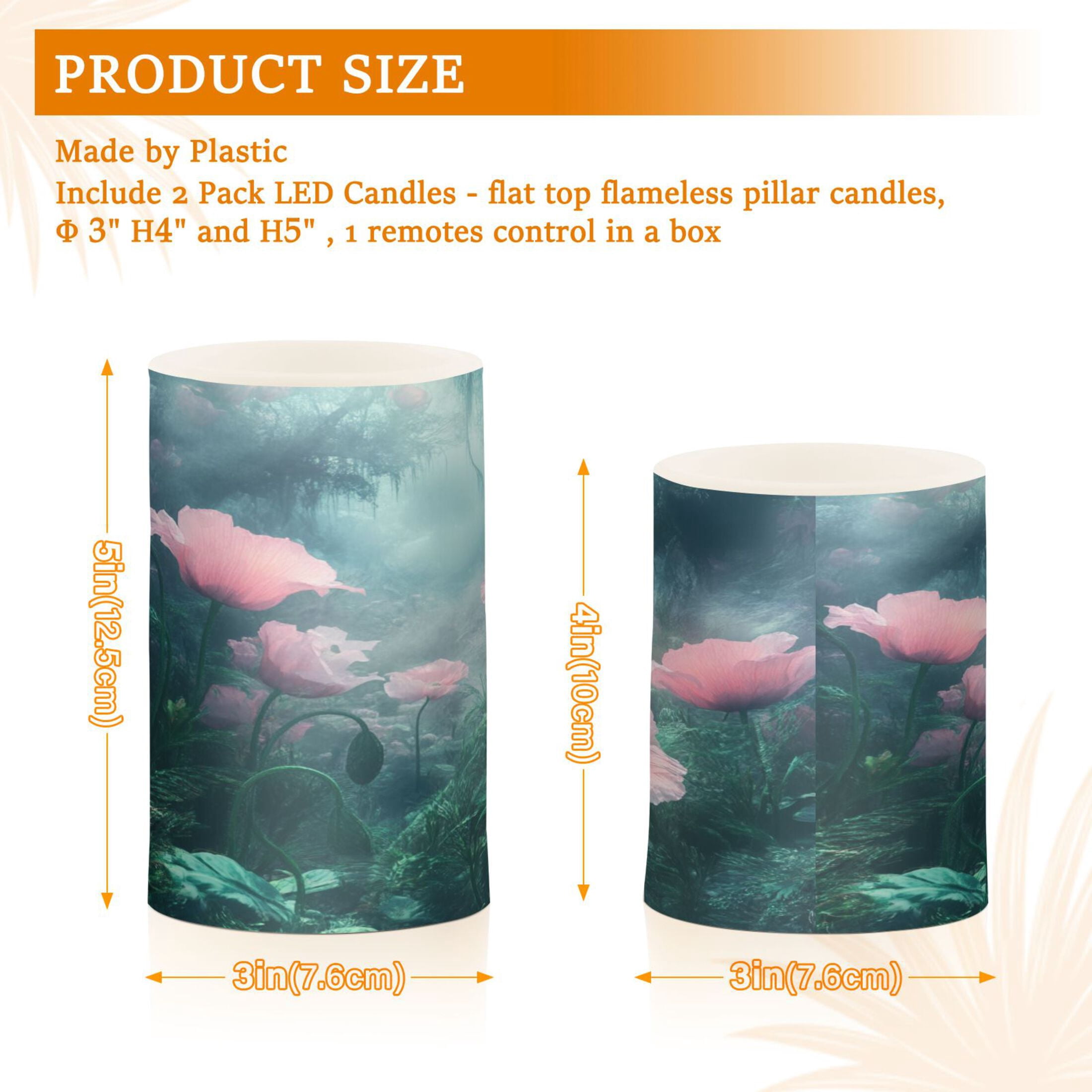 2 PCS Flameless Candles with Remote Timer LED Battery Operated Flickering Candle Light for Wedding Table Home Decoration Gifts Surreal Garden