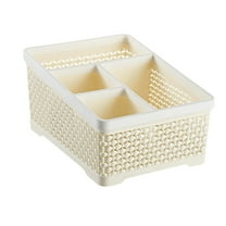 SLYNSHome Bathroom Caddy Organizer Plastic Storage Box for Makeup Brushes Cotton Swabs Pens Hollowout Design Durable - Beige