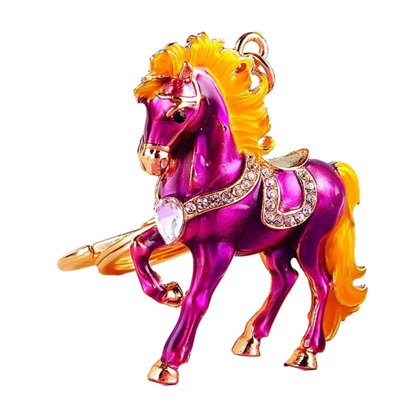 Llavero de caballo con brillantes diamantes de imitación incrustados, llavero decorativo de buena suerte, accesorio festivo.