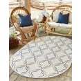 thumbnail image 1 of Rugs.com Outdoor Lattice Collection Rug – 8' x 10' Oval Ivory Flatweave Rug Perfect For Living Rooms, Large Dining Rooms, Open Floorplans, 1 of 8