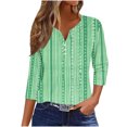 thumbnail image 1 of Fiudx Camisas para Mujer Blusa de Manga 3/4 Corta Estampada a La Moda para Mujer, Blusa Informal con Cuello Redondo, 1 of 4