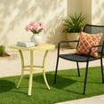 thumbnail image 6 of Outdoor Round Side Table, Light Yellow Powder-Coated Metal Frame, Adjustable Non-Slip Feet, Compact End Table, for Patio Balcony Living Room Bedroom, 6 of 7