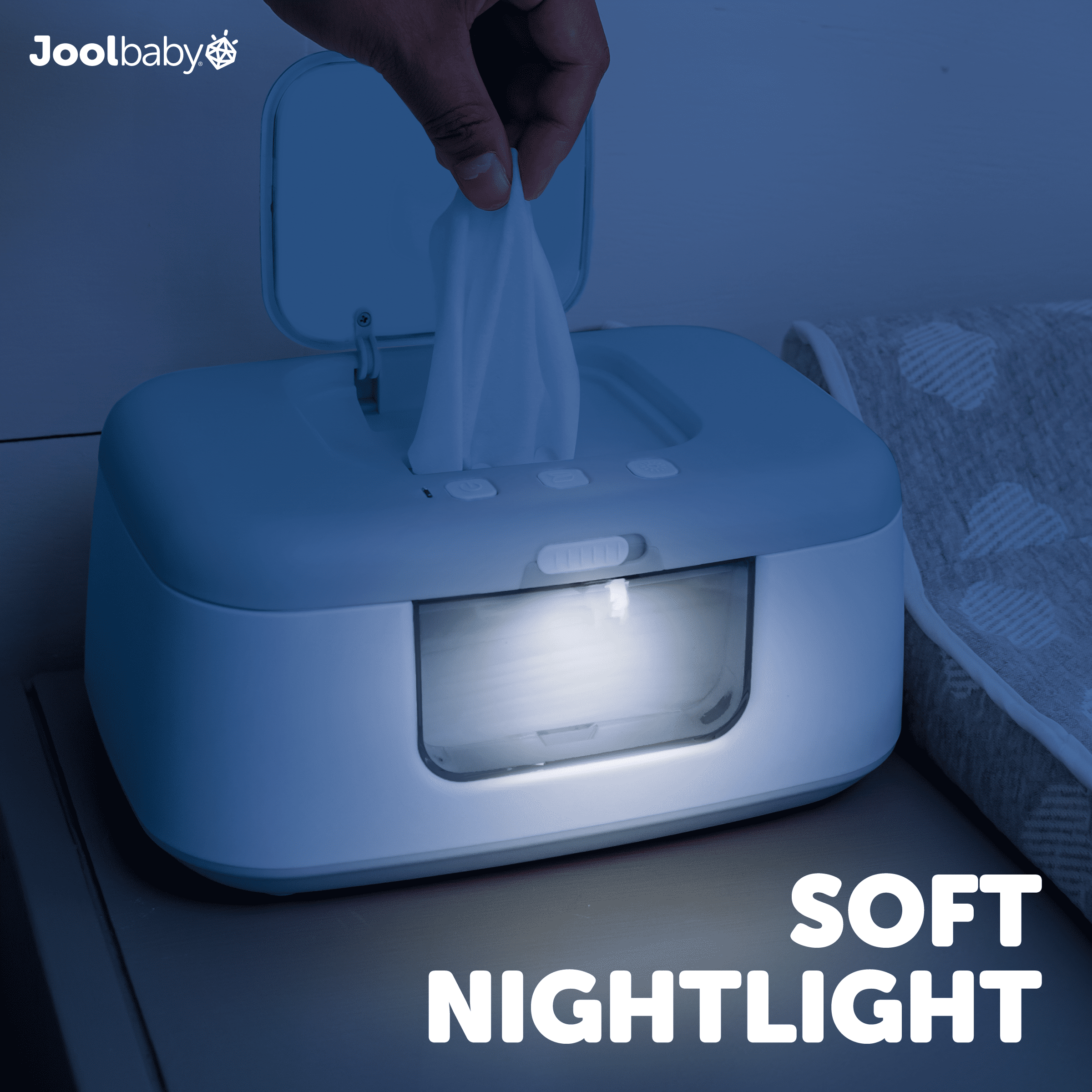 Jool Baby Tiny Bums Baby Wipe Warmer & Dispenser with Nightlight, Gray