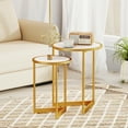 thumbnail image 2 of Gymax Ensemble de 2 Tables d'Appoint Rondes Gigognes Tables Basses Empilables avec Plateau en Faux Marbre, 2 of 10