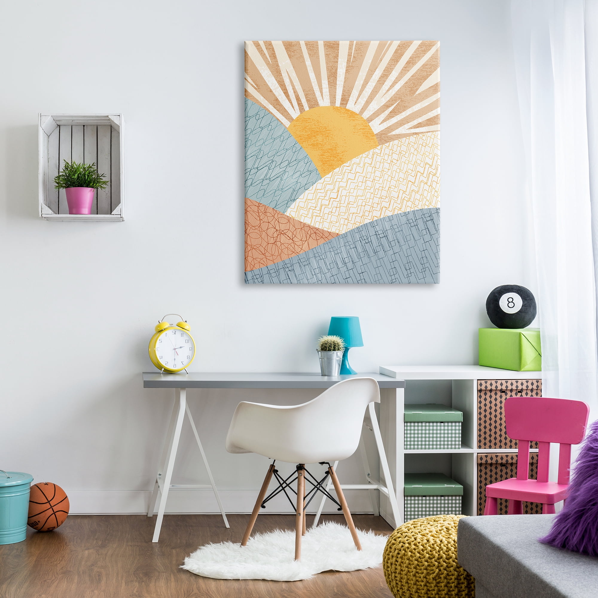 Stupell Industries Kids' Bold Sun Sunrise Rolling Hills Abstract Patterns, 36 x 48, Design by Ziwei Li