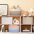 thumbnail image 5 of Natubeau 3 Pack Woven Storage Basket for Shelves, Cotton Rope Storage Bins for Toys Books, Storage Baskets for Organizing, 14.96"X9.8"X8.85", Brown, 5 of 9
