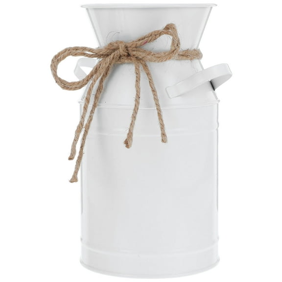 BESTOYARD White Rustic Metal Flower Vase for Floral Arrangements and Home Decor