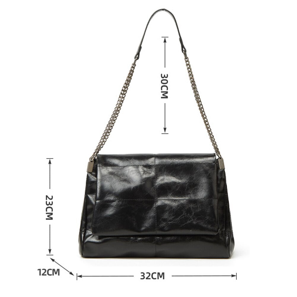 CoCopeaunt Designer Vintage Oil Wax Leather Women Shoulder Bag Large  Capacity Wide Strap Female Crossbody Bag Casual Messenger Big Handbag