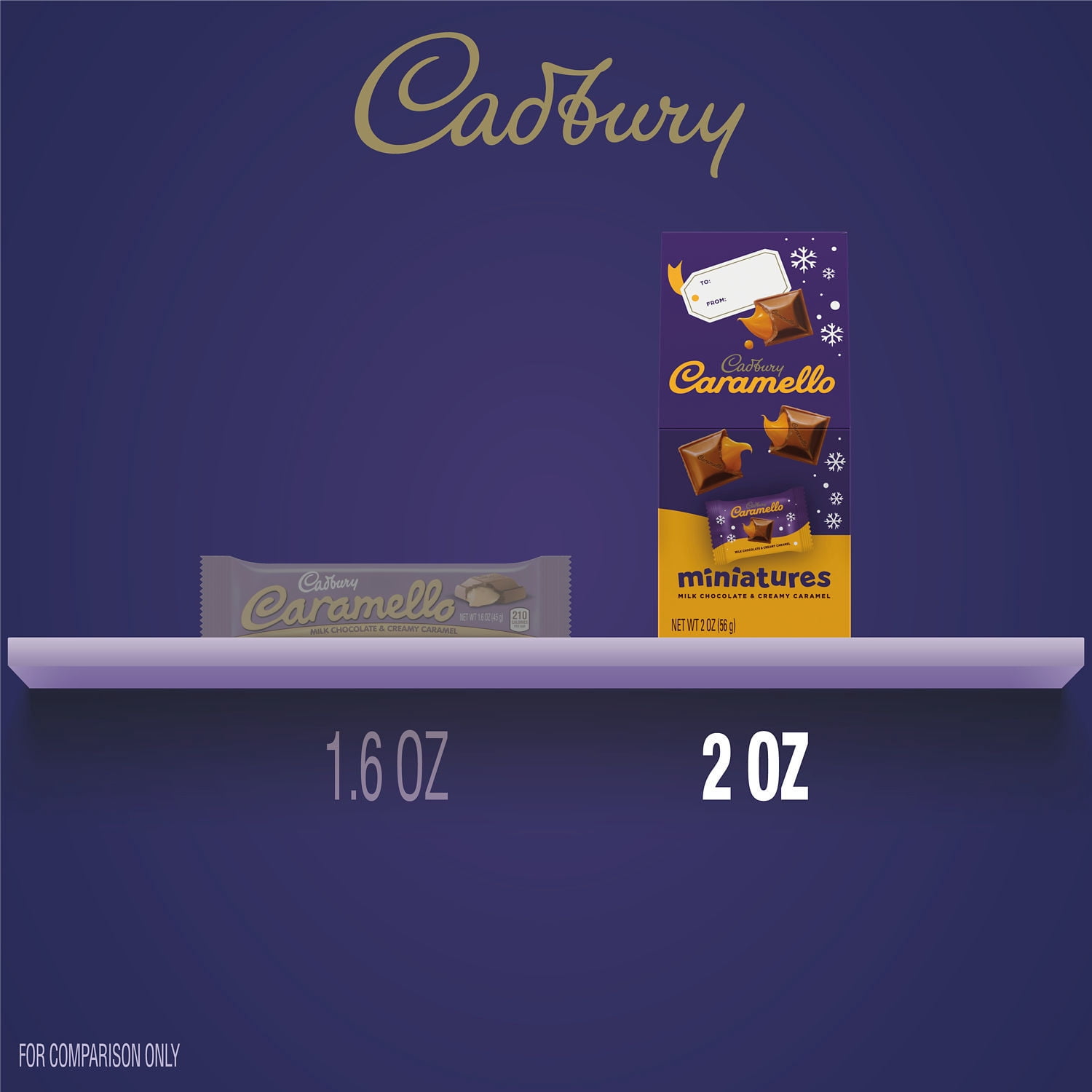 (3 pack) Cadbury Caramello Miniatures Milk Chocolate Caramel Christmas Candy, Gift Box 2 oz