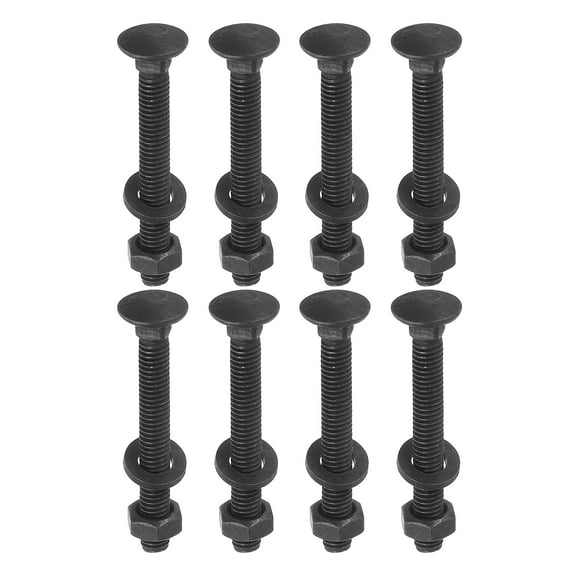 M6 x 50mm Carriage Bolt Kit, 25 Set Carriage Bolts Screws Set Includes Washers and Nuts - Carbon Steel Black Oxide