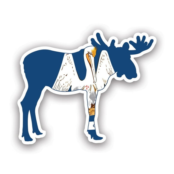 Louisiana Moose Shaped Flag Sticker Decal - Self Adhesive Vinyl - Weatherproof - Made in USA - v2 la elk deer antlers archery hunter hunting outdoors explore