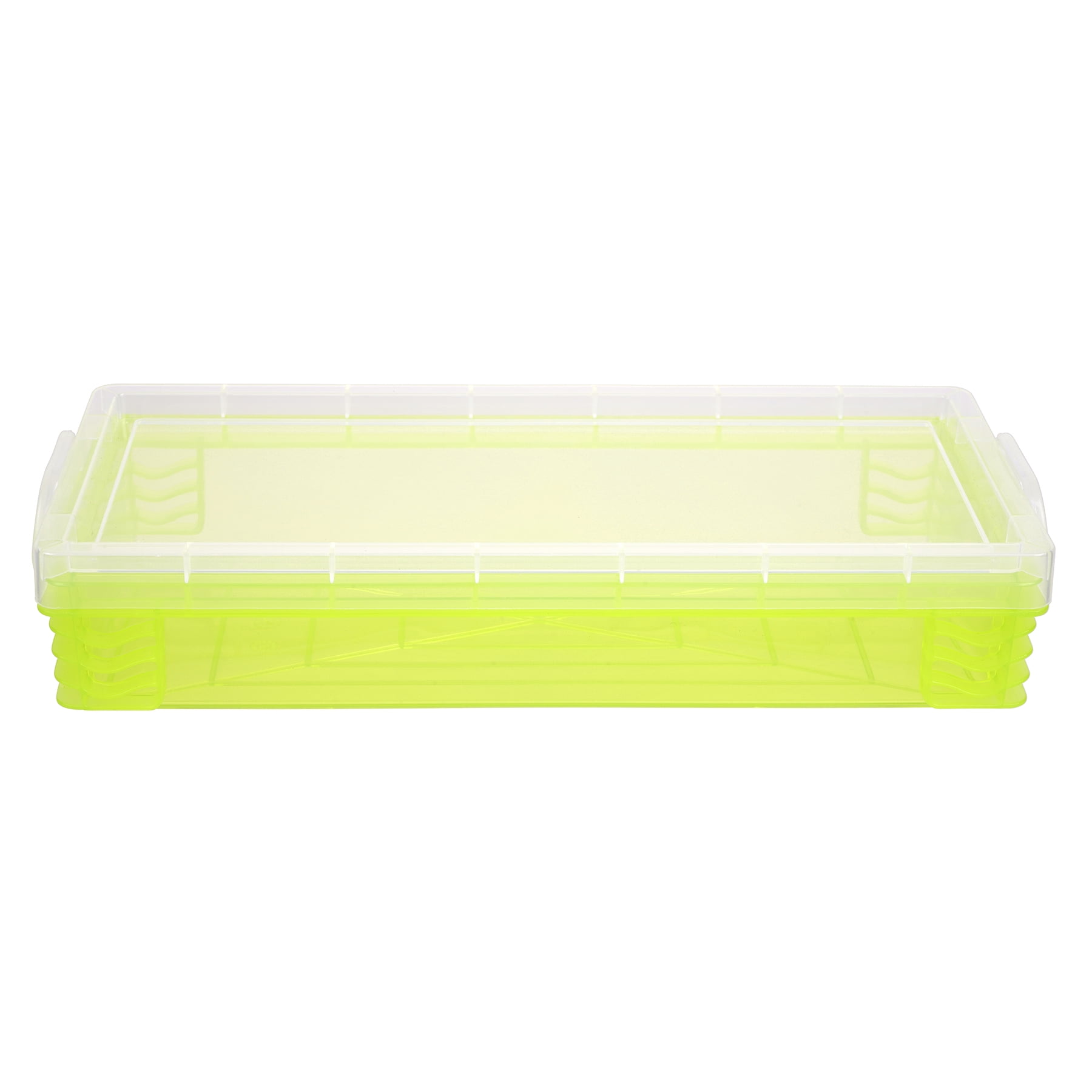 Simply Tidy Plastic Pencil Cases with Snap-Tight Handles, Transparent Green, 12 Pack