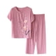 thumbnail image 1 of Pantalones de Mujer Traje de Verano Impreso de Manga Corta Cuello Redondo Top & Shorts Set, Delgado Y Casual de las Mujeres Pantalones Casuales, 1 of 3
