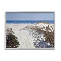 Stupell Industries Fenced Pathway to Beach Summer Nautical Painting Framed Art Print Wall Art, 30x24, By Zhen-Huan Lu