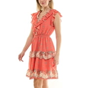 Nanette Lepore Flutter Sleeve Midi Dress with Border Print