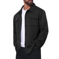 thumbnail image 4 of Men's Casual Shacket Button Long Sleeves Trucker Jacket for Everyday Wear L Black, 4 of 6