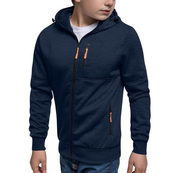 Kovlvoll Boys Zip up Hoodies Fall Sweatshirts Long Sleeve Casual Warm Comfy Children Outwear Jackets with Pockets 5-14 Years