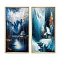 thumbnail image 2 of Designart "Autumn Retreat by the Lake V" Lake House Cottage Framed Wall Art Set Of 2 - Blue Landscapes Gallery Wall Frame Set For Home Decor, 2 of 7