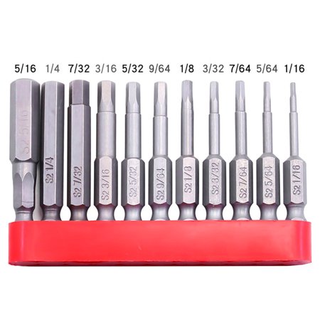 

Goodhd 11Pcs 1/4In Shank Imperial Hex Torx Head Drill Alloy Screw Driver Bits Set