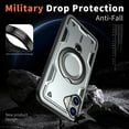 thumbnail image 5 of Elehold Magnetic for iPhone 16 Case Compatible with MagSafe,Rotating Foldable Invisible Stand Military Dropproof Rugged Case with Tempered Glass Screen Protector for iPhone 16,Gray, 5 of 6