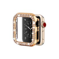 Entronix Smartwatch Protective Case Compatible with Apple Watch Series Ultra 3/2/1, 49mm — Snap On Rhinestone Crystals Guard Bumper Full Coverage with Built-In Screen Protector, Gold