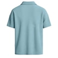 thumbnail image 6 of FINALGANG Mens Solid Color Polo Neck Short Sleeve Waffle Knit Lace Up TShirt For Casual Daily Wear Bohemian Style Outings Themed Party Activities Blue L, 6 of 8