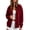 Red, variant on Button up Hoodies for Women, Soft Fleece Hooded Sweatshirt, Lightweight Casual Solid Color Long Sleeve Fall Jackets with Side Pockets, M