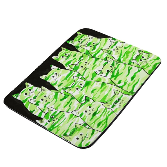 Green Camo Camouflage Kitties Abstract Cat Art by Denise Every - KuzmarK Mousepad / Hot Pad / Trivet