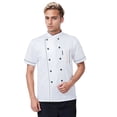thumbnail image 3 of Gyexs Unisex Short Sleeve Chef Coat Jacket for Women Lightweight Cardigan Soft Comfortable Open Front Knit Sweater (White, Size XXXL), 3 of 9