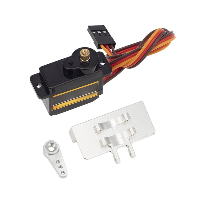 braveheart RC Steering Servo Set Upgrade Component Modified Fitting Replacing Components Servos Kit with Arm Bracket Replacement for SCX24 Black Silver
