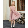 thumbnail image 2 of Oudiya Girls Spring One Shoulder Dresses Ruffle Sleeveless Formal Birthday Party Tulle Belted Dress for Kids 4-12Y, 2 of 6
