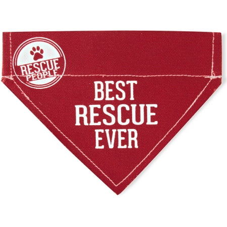 Pavilion - Best Rescue Ever - Red Canvas Small Dog Bandana Collar - 7