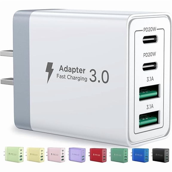 USB C Charger Block, 40W Fast Charging Block Type C Charging Block 4-Port Dual Port PD QC Wall Charger Head Cube for iPhone 16 15 14 13 12 11 Pro Max XS, iPad, Samsung Phone, Tablet