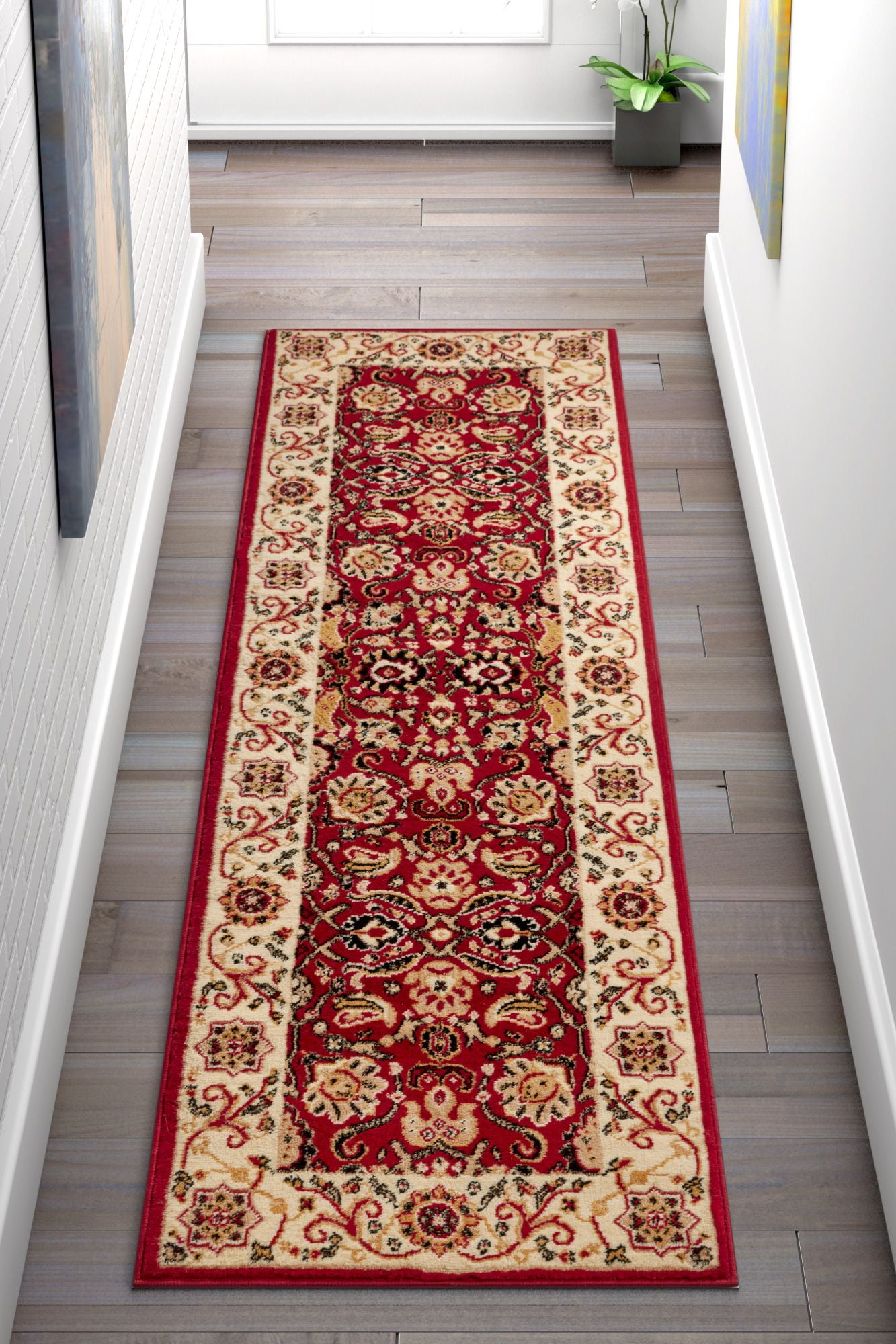 Well Woven Persa 2'3" x 7'3" Runner Traditional Oriental Persian Red