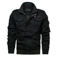 thumbnail image 3 of Men's Autumn And Winter Casual Solid Color Tooling Wind Jacket Zipper Coat, 3 of 4