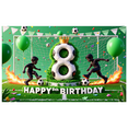 thumbnail image 2 of Green Balloon Soccer Banner Happy 8th Birthday Party Decoration Kids Celebration Backdrop for Soccer Party Children Event, 2 of 8
