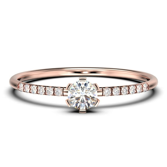 Dazzling Minimalist 0.55 Carat Classic Round Cut Diamond Moissanite Affordable Engagement Ring, Wedding Ring In10K Solid Rose Gold, Gift For Her, Minimal Gift Idea For Woman, Promise Ring