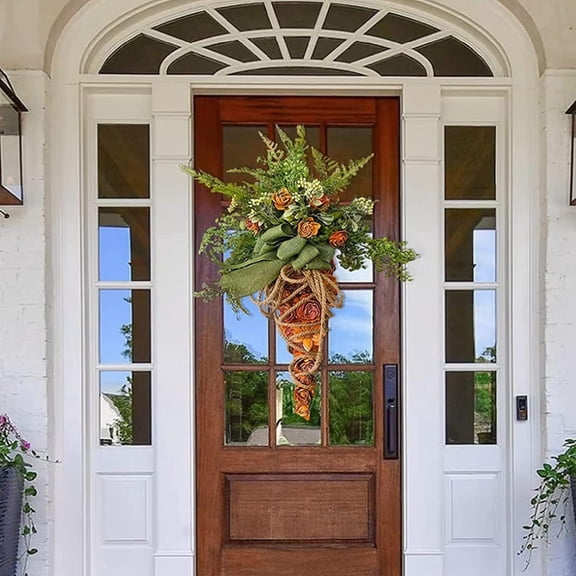 20Inch Carrot Shape Wire Wreath Frame - DIY Craft Wreath Base for Easter Spring Holiday Home Decor, Metal Wire Wreath Form