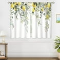 thumbnail image 4 of Eucalyptus Botanical Leaves Yellow Lemon Kitchen Window Curtains Herb Plant Floral Fruit Small Window Treatment Sage Green Cafe Short Curtains for Bathroom Treatment Tier Drapes 26x24 inch, 4 of 6