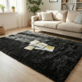 thumbnail image 2 of Rugs for Living Room, 8'x10' Soft Fluffy Area Rug for Bedroom, Plush Decorative Rug with Anti-Skid Backing, Indoor Home Carpet for Living Room, Black, 2 of 6