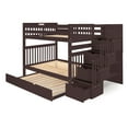 thumbnail image 5 of Bedz King Stairway Bunk Beds Full over Full with 4 Drawers in the Steps and a Twin Trundle, Dark Cherry, 5 of 9