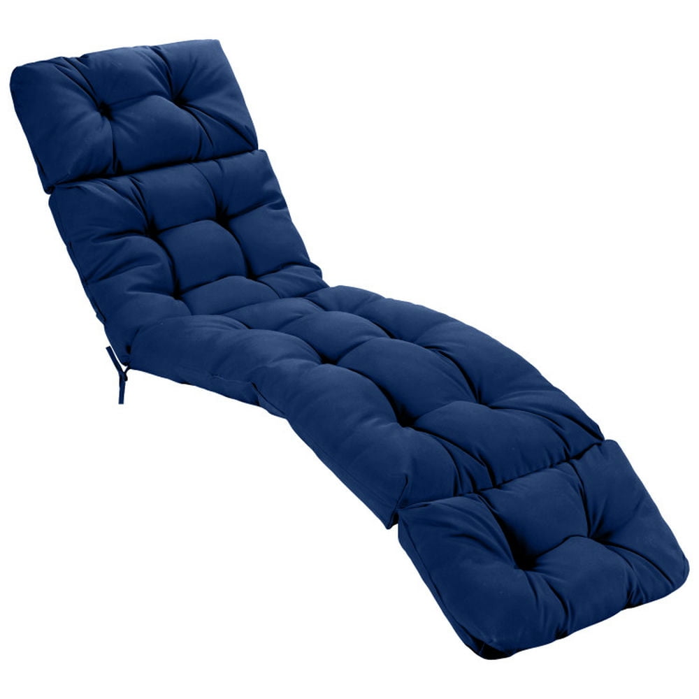 Topcobe Outdoor Lounge Chaise Cushion with String Ties for Garden Poolside, Chair Cushions for Outdoor Furniture-Navy