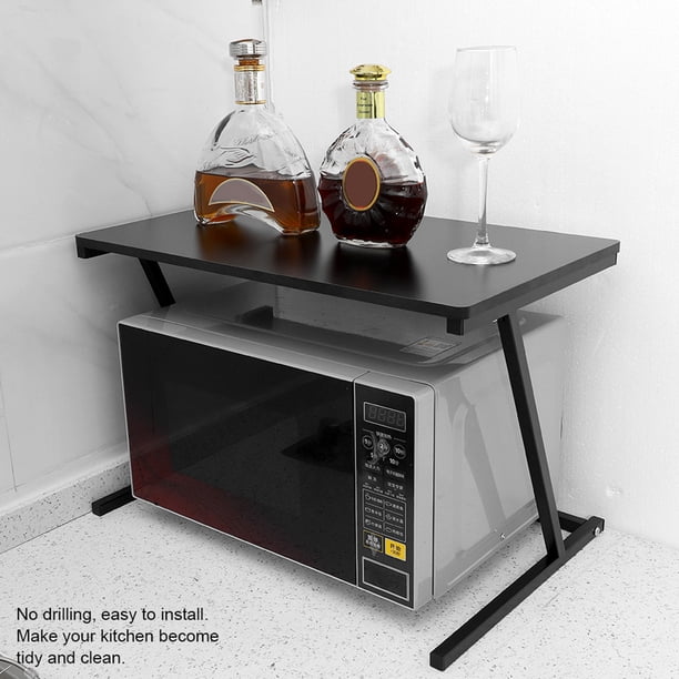Soporte para estante de almacenamiento para horno de microondas de 2 niveles estante para horno de microondas para encimera de cocina tablero grueso de MDF con marco de acero en Anggrek Otros