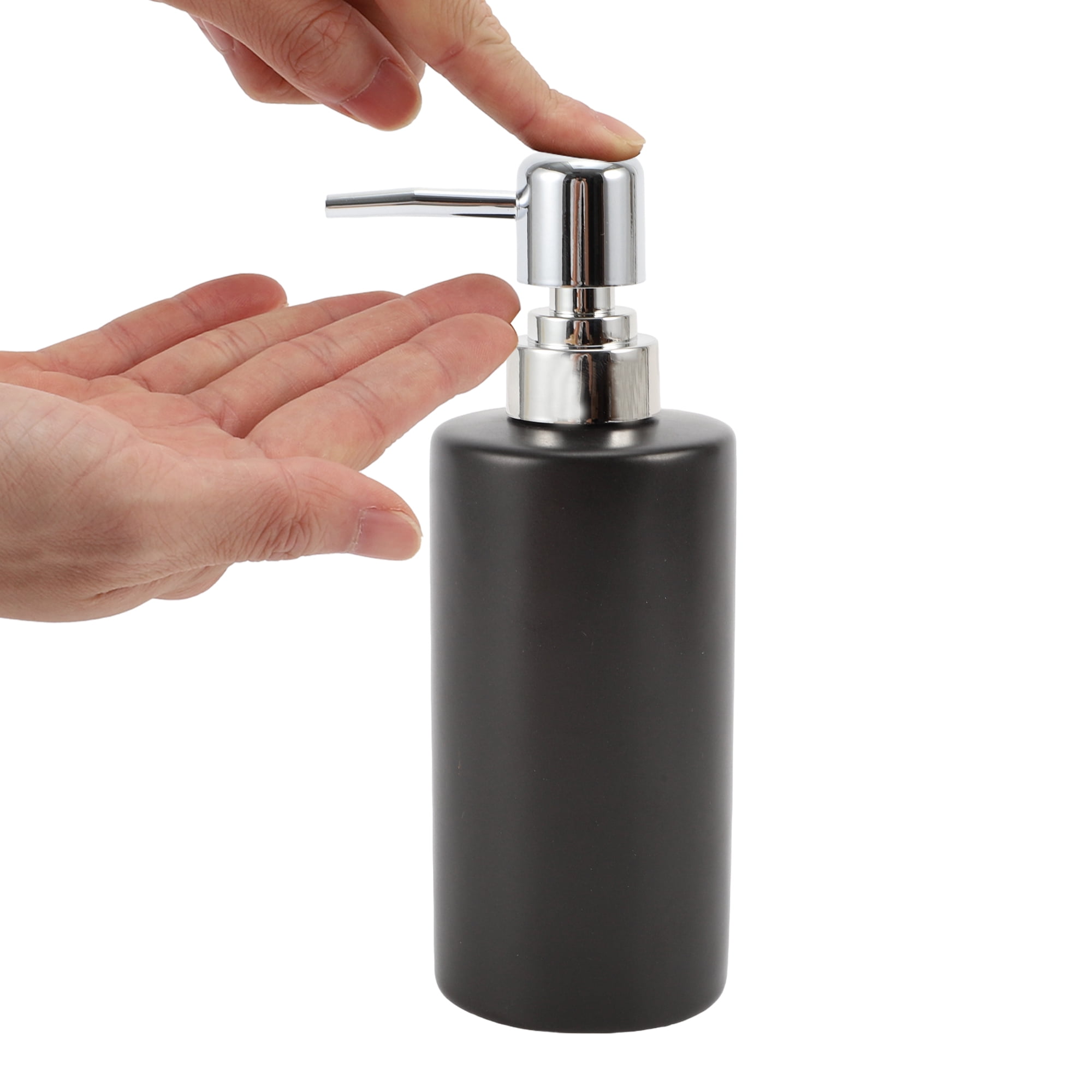 Unique Bargains 1 Pc Simple Cylindrical Soap Pump Dispenser for Bathroom Hotel 300ml Black